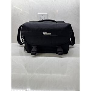 Nikon DSLR Large Shoulder Hand Bag Case Canvas Black Adjustable Pockets 12" Wide
